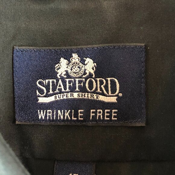 Stafford Wrinkle Free Black Dress Shirt Size 17/34 - Picture 4 of 6